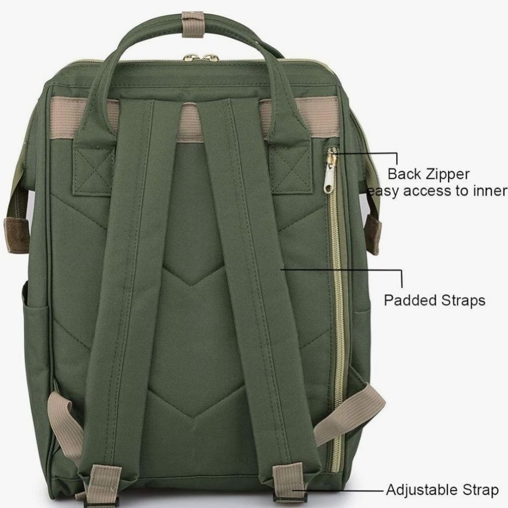 ☔️🔥NWT Olive Wide Opening Padded Laptop Sleeve Travel Backpack - Picture 5 of 15